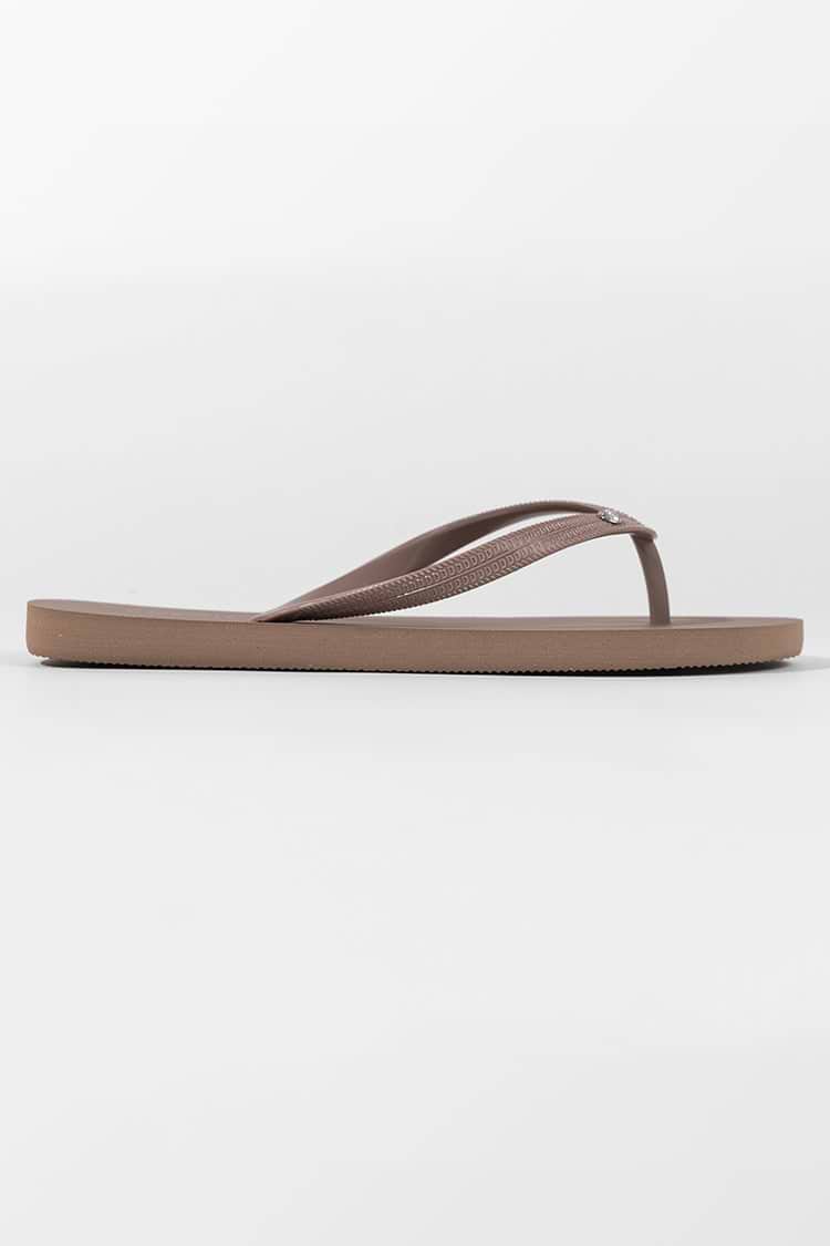 Braun Zehentrenner-Sandalen mit Strassstein