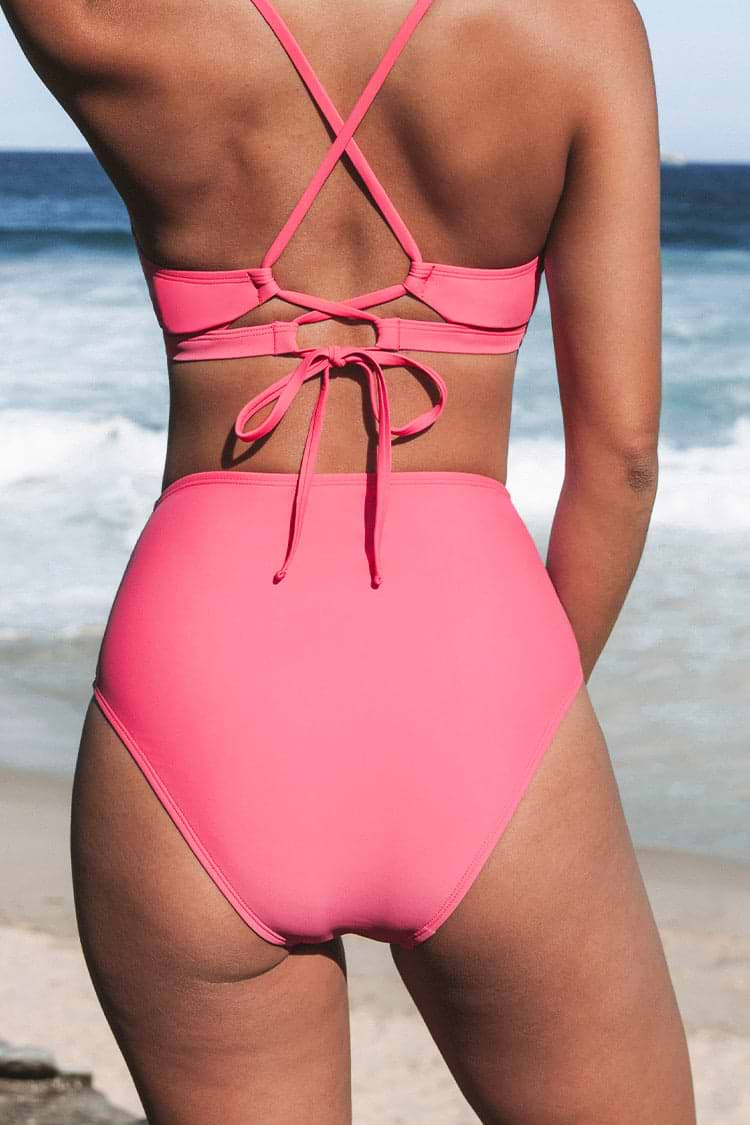 Bas de bikini taille haute classique froncé