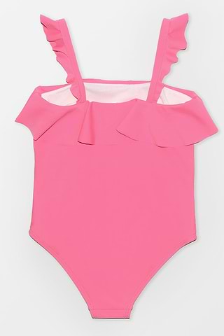 Girls' Joyful Retro Solid Ruffled One Piece Swimsuit- Cupshe AU