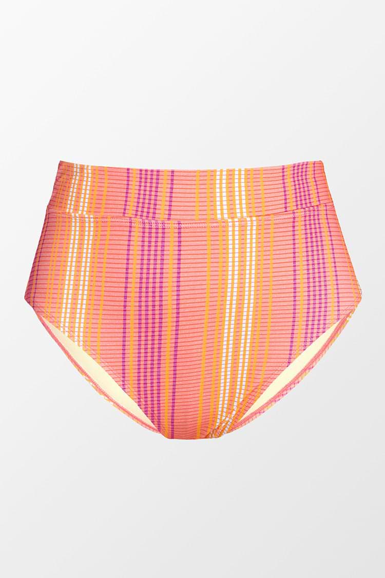 Plus Size Tummy Control Stripe Banded Bikini Bottom