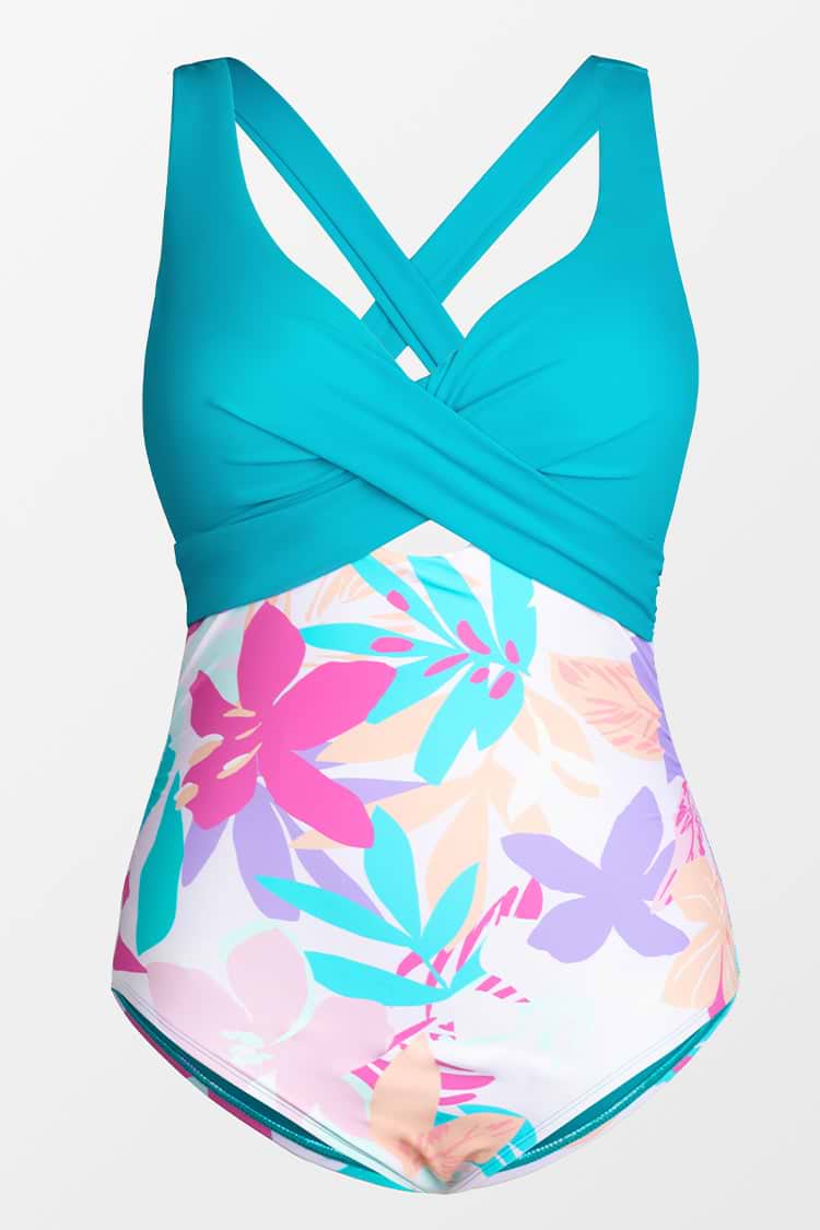 Maillot de bain une pièce grande taille moulé torsadé sur le devant