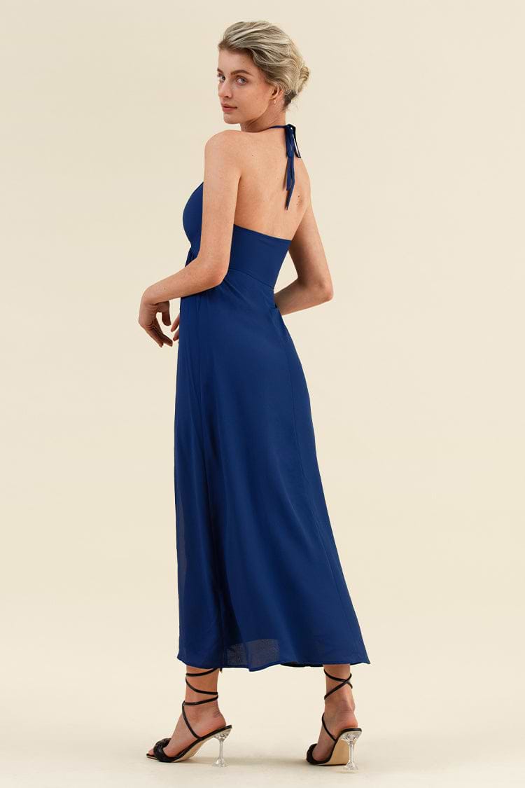 Rückenfreies Kleid mit Neckholder und Cut-out