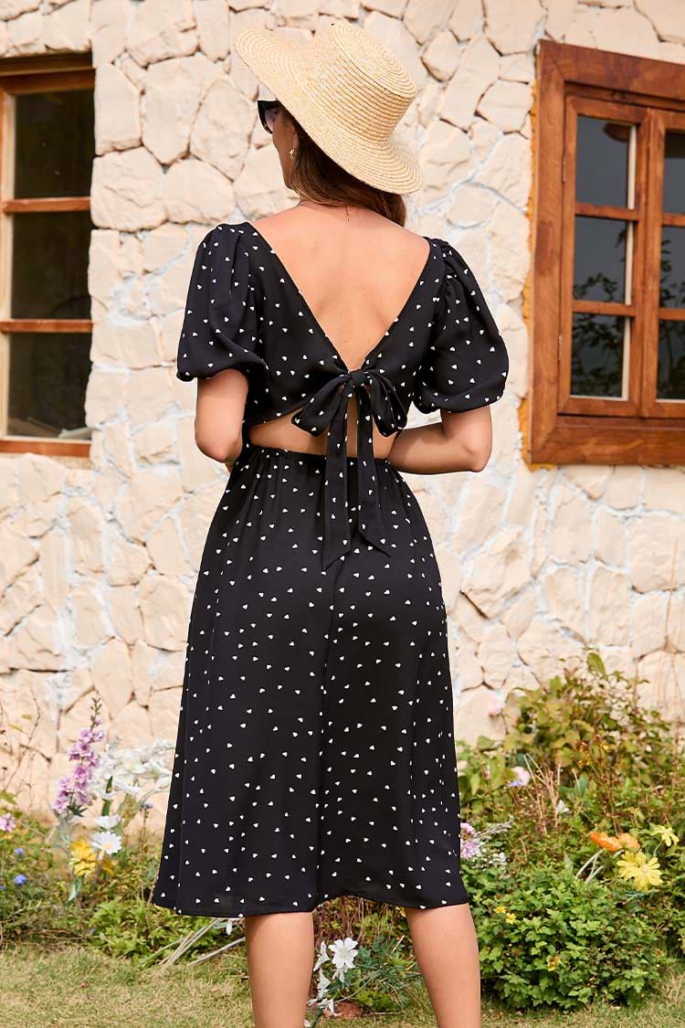 Rachelle Square Neck Fitted Waisted A-Shape Dress