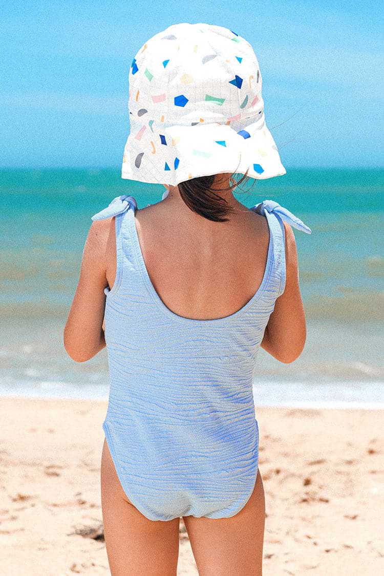 Girls’ Mini Zebra Texture Faux Tie One Piece Swimsuit