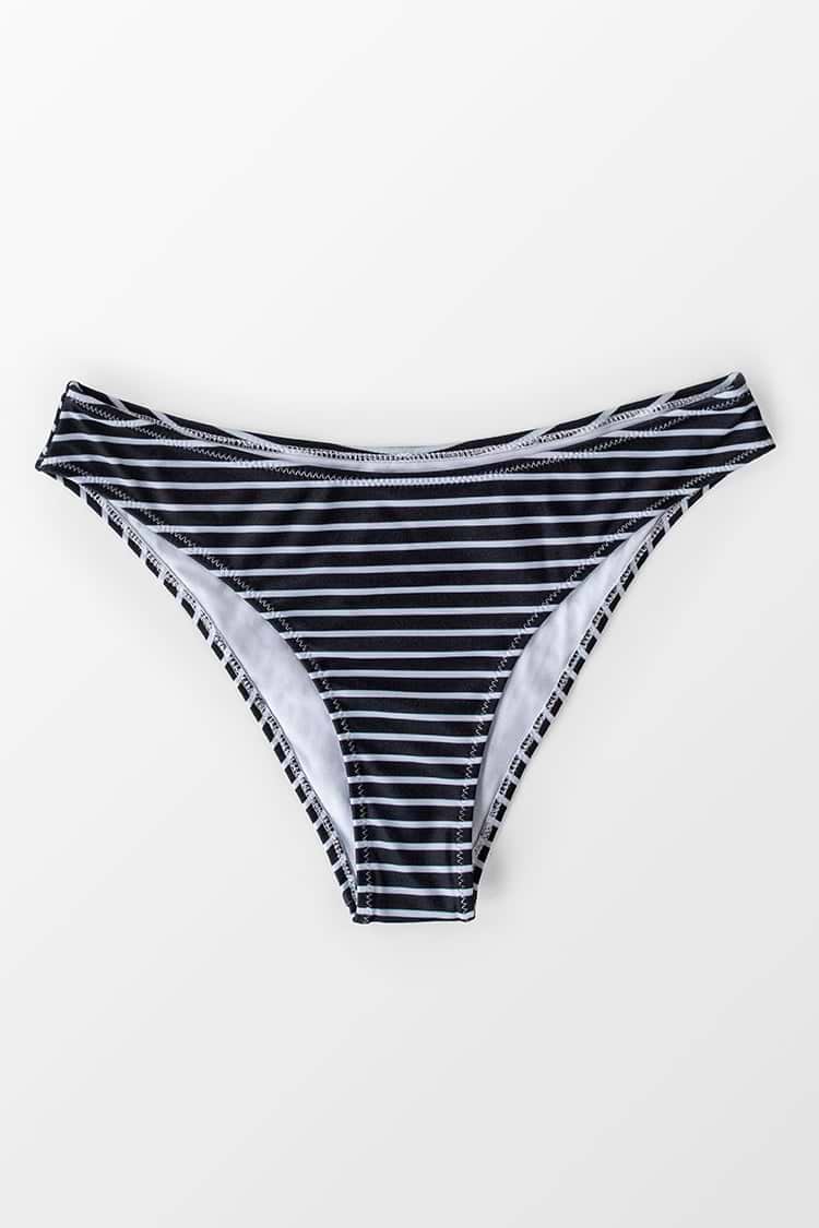 Bas de bikini taille basse à rayures