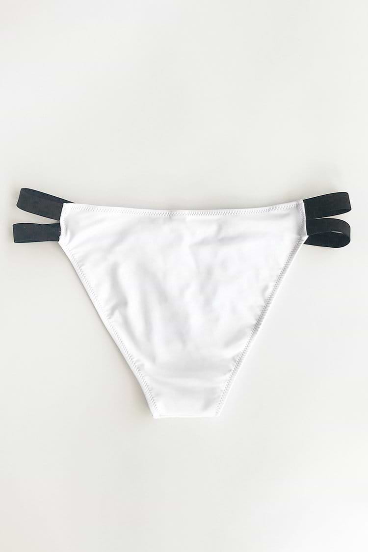 Bas de bikini blanc à double bretelles