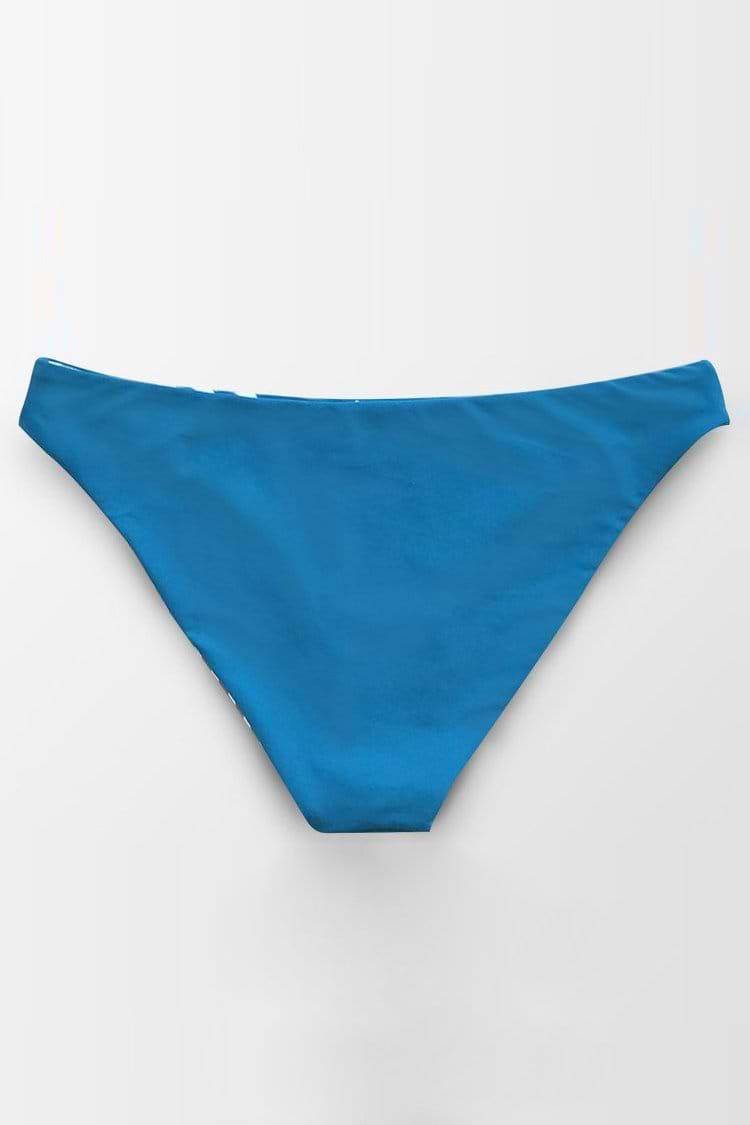 Bas De Bikini Réversible Bleu Et Rayé