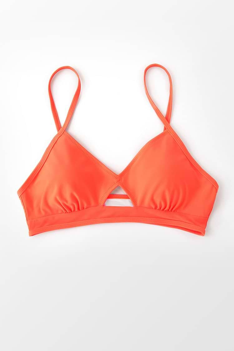 Haut de bikini à découpes orange fluo