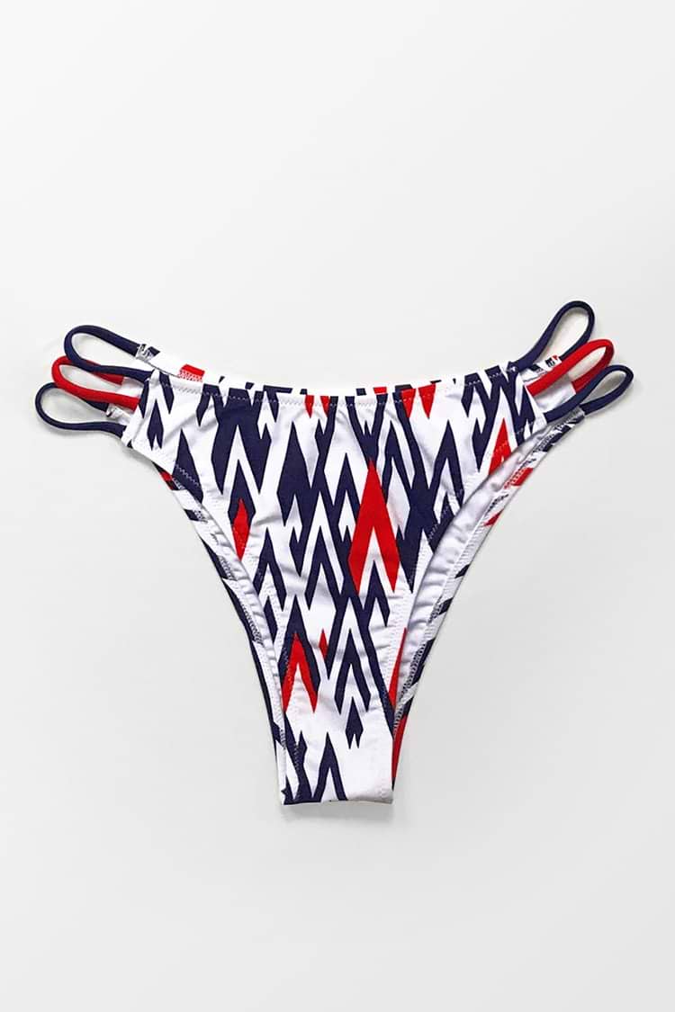 Bas de bikini à lanières imprimé géométrique