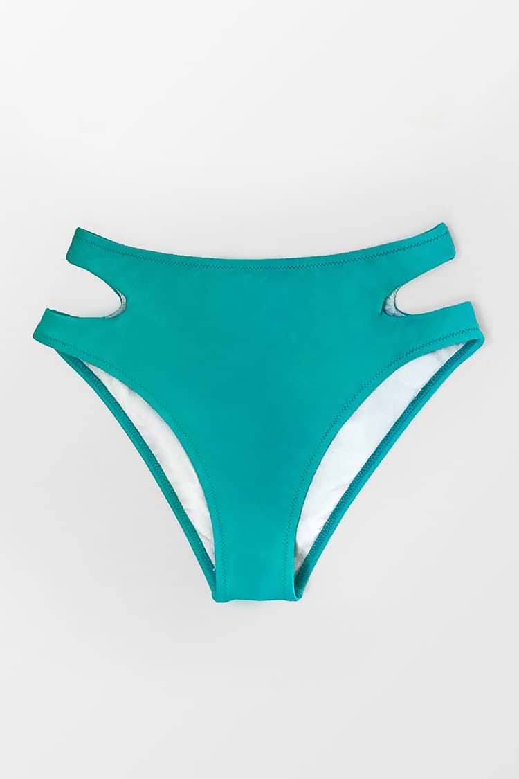 Bas de bikini découpé bleu