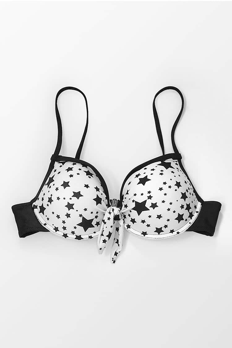 Haut de bikini noué à étoiles noires
