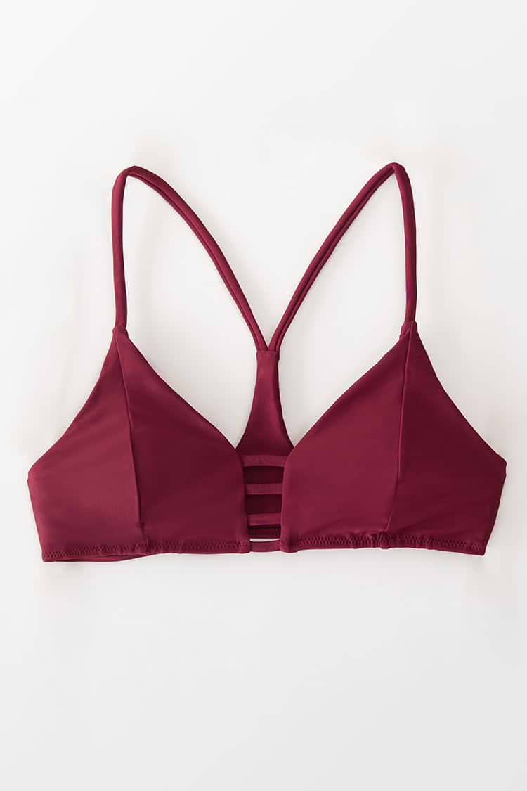 Haut de bikini à bretelles bordeaux