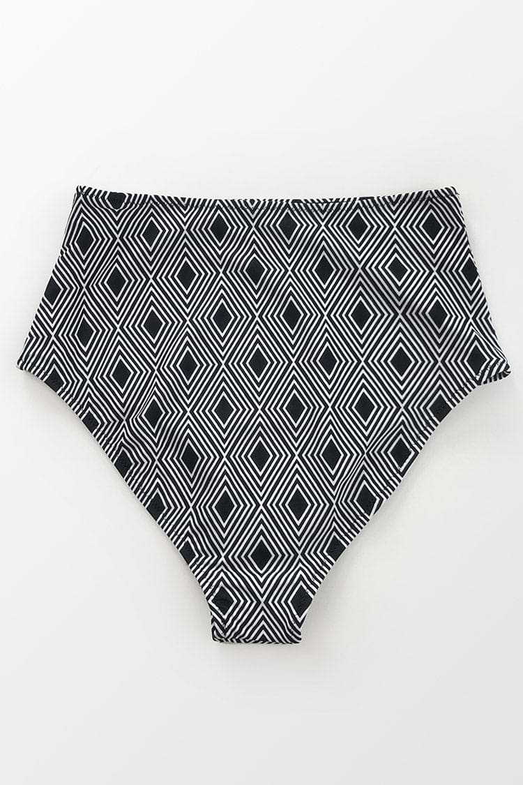 Bas de bikini taille haute imprimé géométrique
