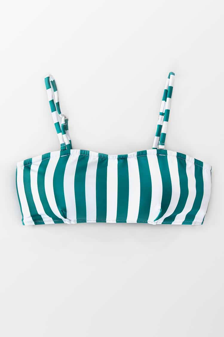 Haut de bikini bandeau rayé bleu et blanc
