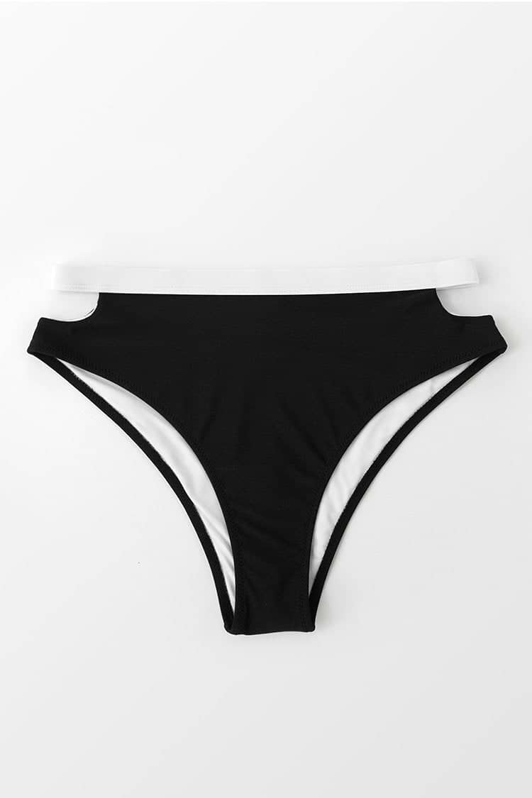 Bas de bikini à découpes noir et blanc