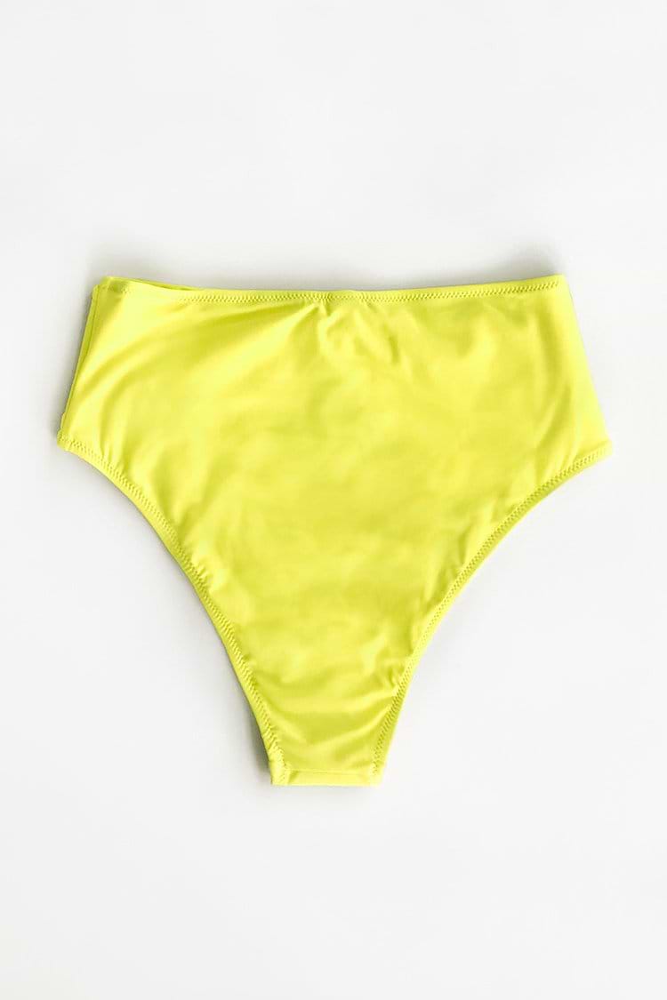 Bas de bikini taille haute jaune