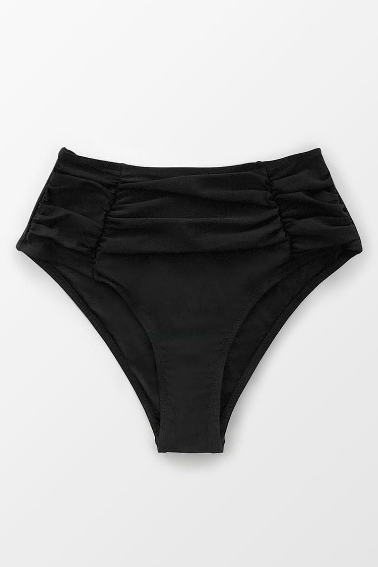 Bas de bikini taille haut noir style rétro