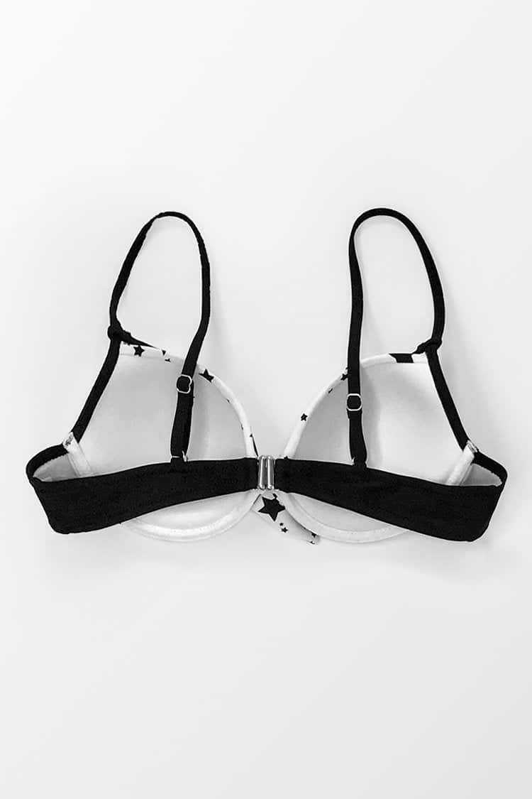 Haut de bikini noué à étoiles noires