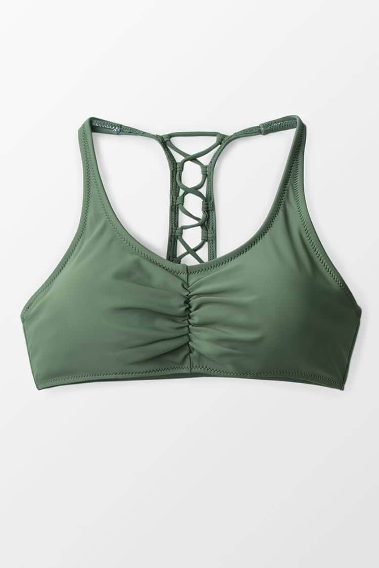 Haut de bikini à lacets vert