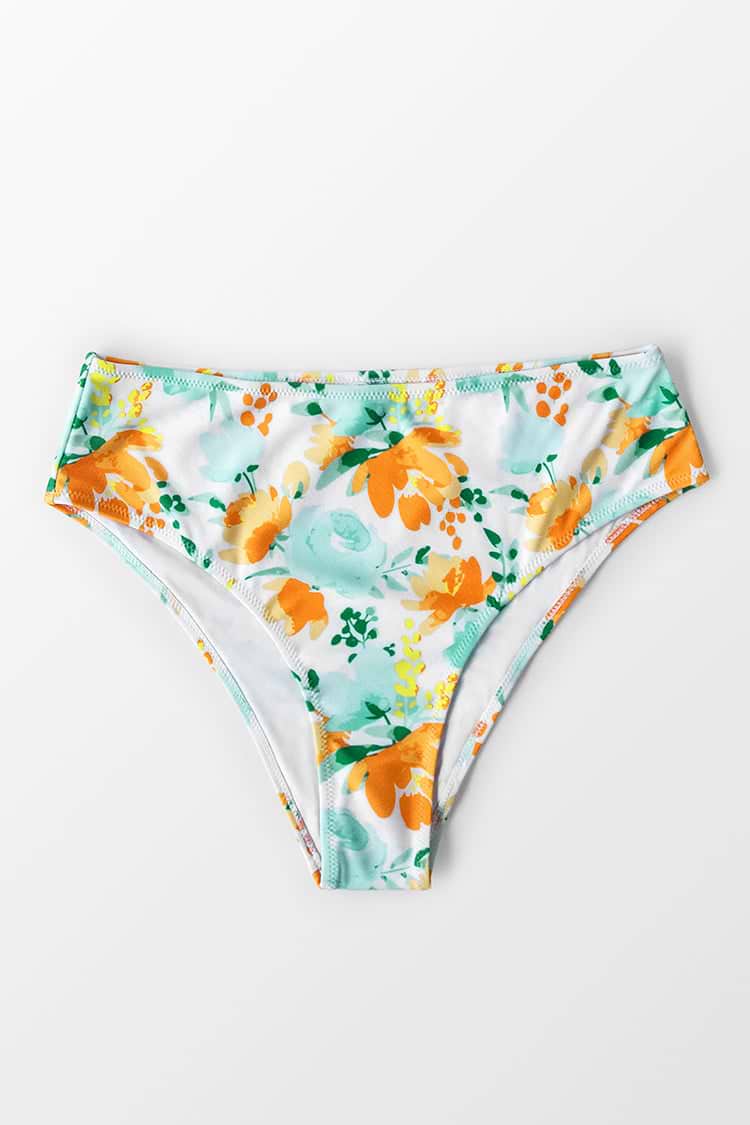 Bas de bikini taille haute floral doux