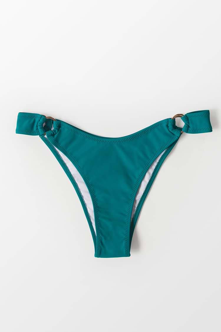 Bas de bikini échancré bleu à joints toriques