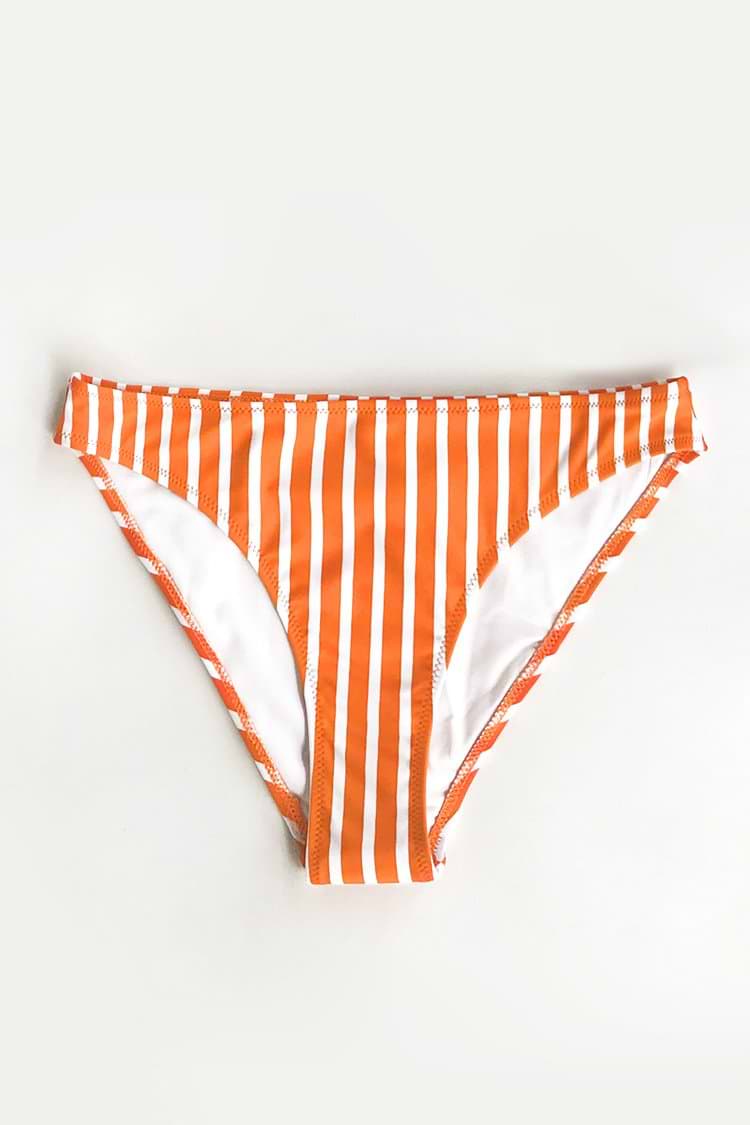 Bas de bikini à rayures orange et blanc