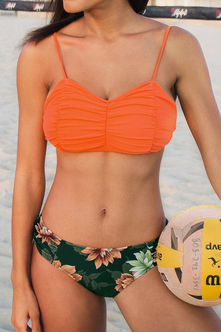 Orange und Blumendruck Bikini Set
