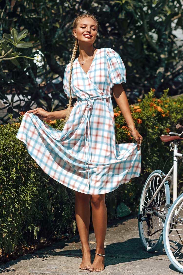 Midikleid mit süßem kariertem Muster