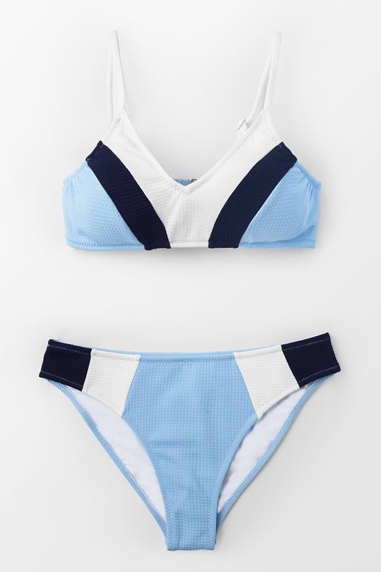 Blau Marine Und Weiß Block Bikini