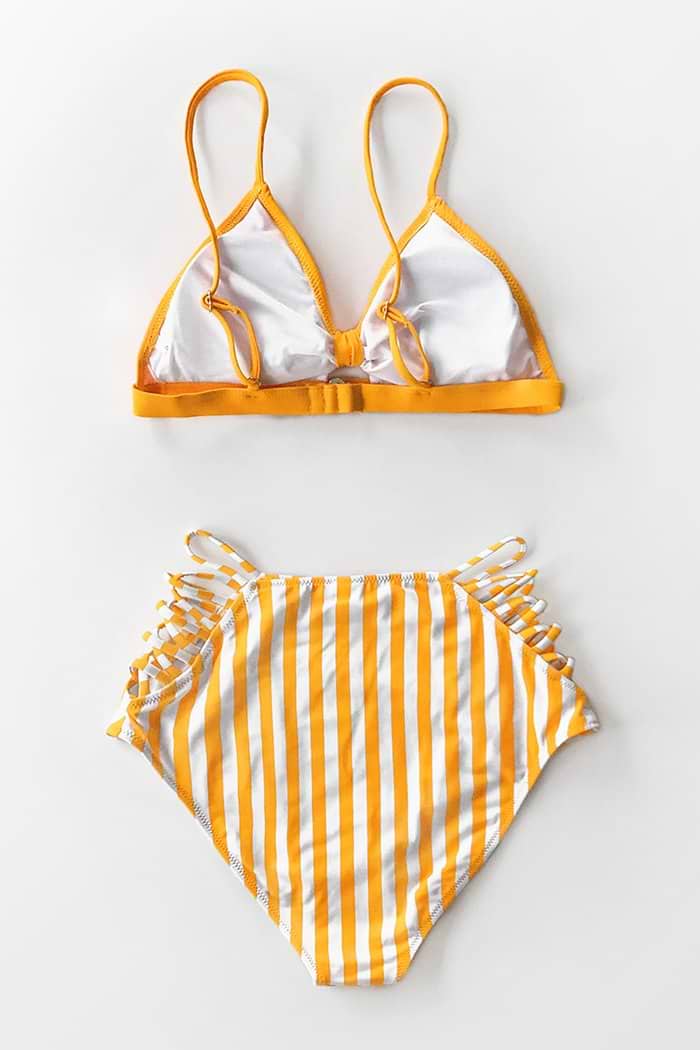 Orange und Riemchen High-Waisted Bikini