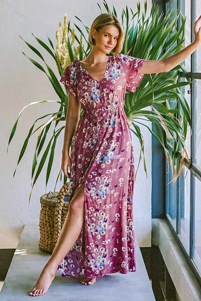 Maxikleid mit Blumen-Muster