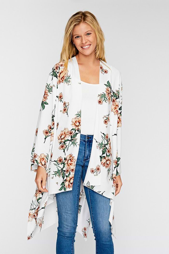 Pfingstrose Blumendruck Langarm Cover Up