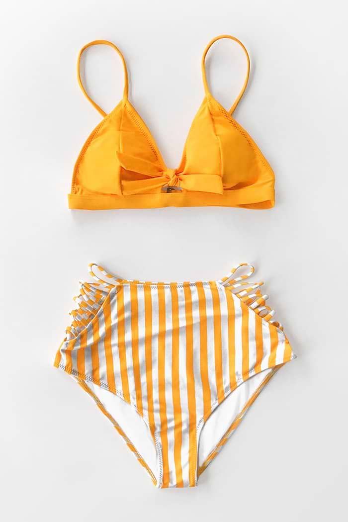 Orange und Riemchen High-Waisted Bikini