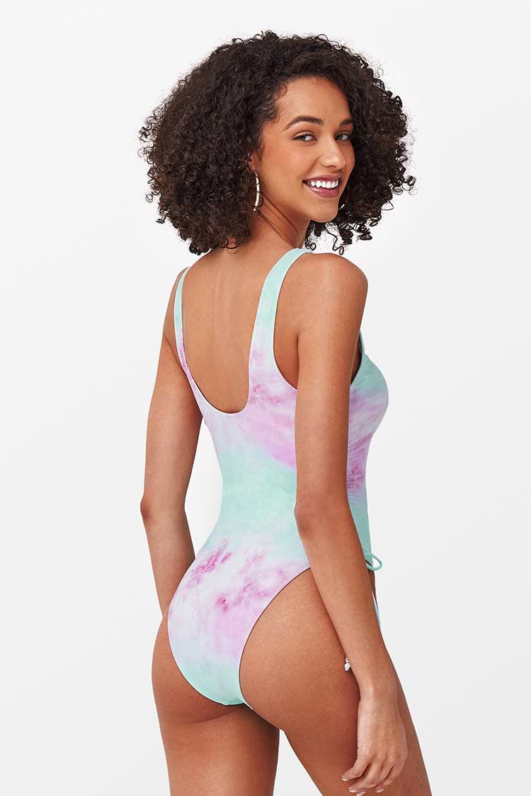 Tie-Dye Badeanzug mit Tunnelzug