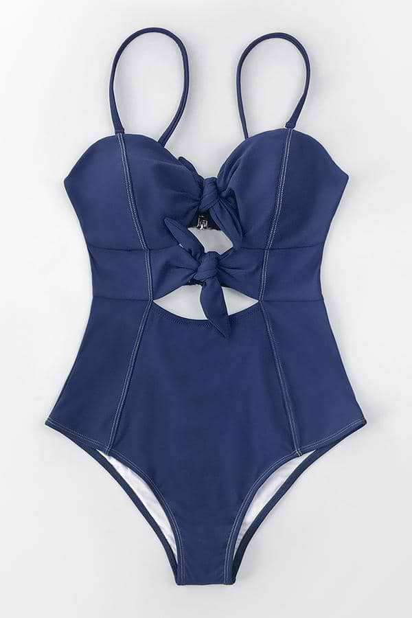Dunkelblauer geknoteter Badeanzug