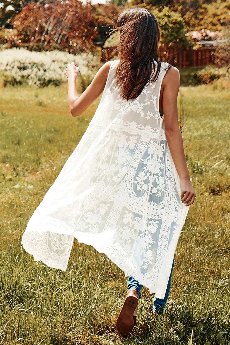 Cremeweißes ärmelloses Cover Up