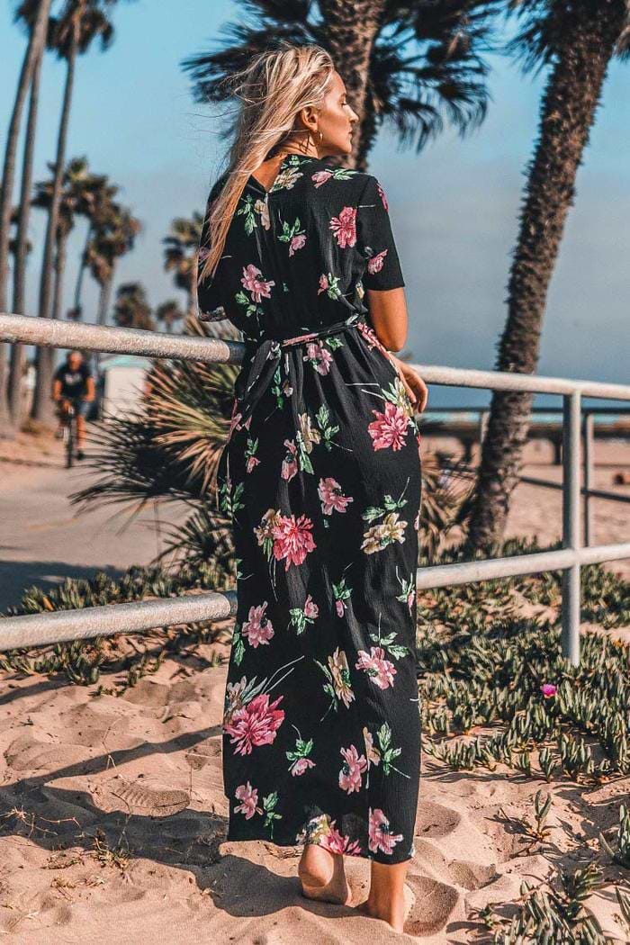 Maxikleid mit schwarz-Blumen-Print