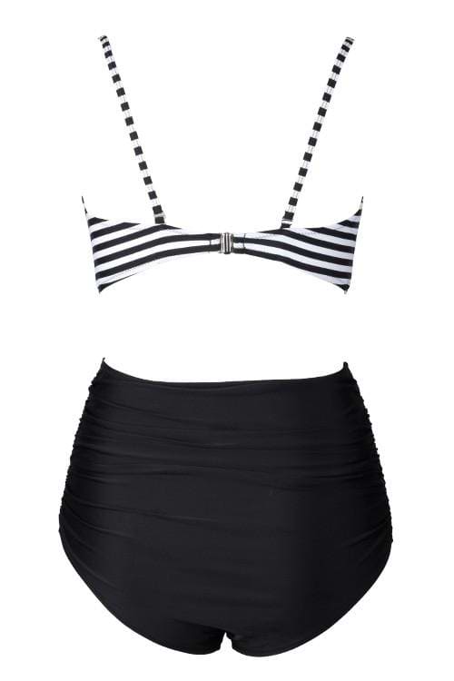 Bikini-Set mit High-Waist und Streifen-Muster