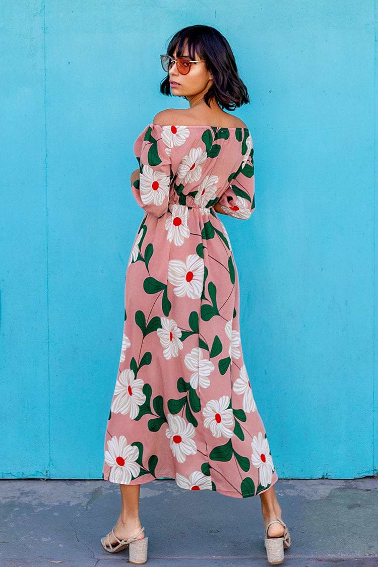Maxi-Kleid mit Off The Shoulder und Blumen-Muster