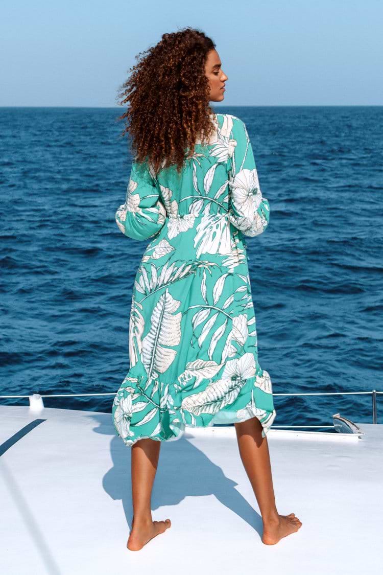 Vestido Ariadne tropical con volantes