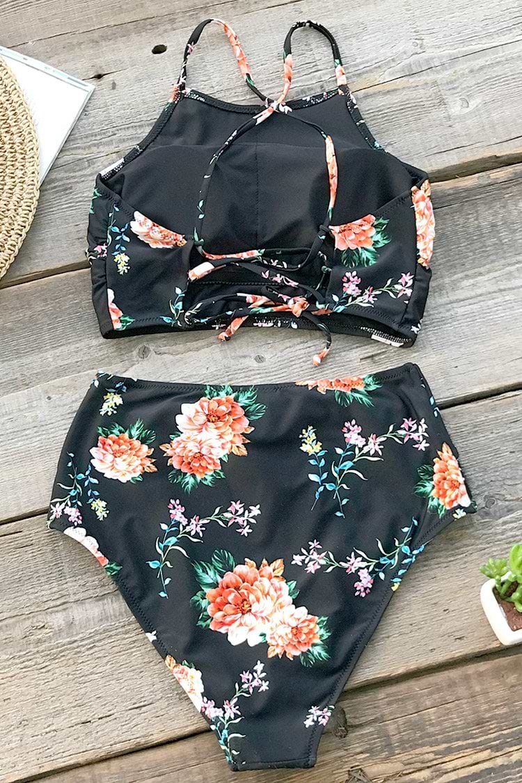 Orangenblüte High-Waist Bikini