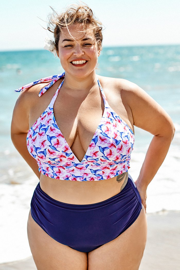 Sonne blumig Neckholder Große Größen Bikini