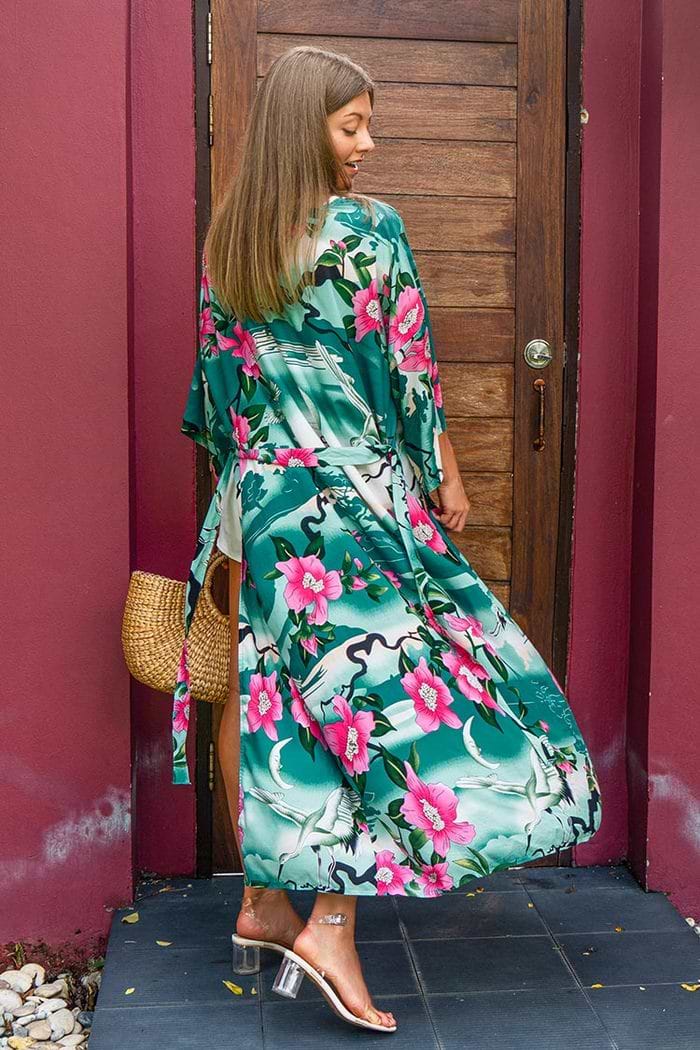 Helle Blumen Kimono Cover up