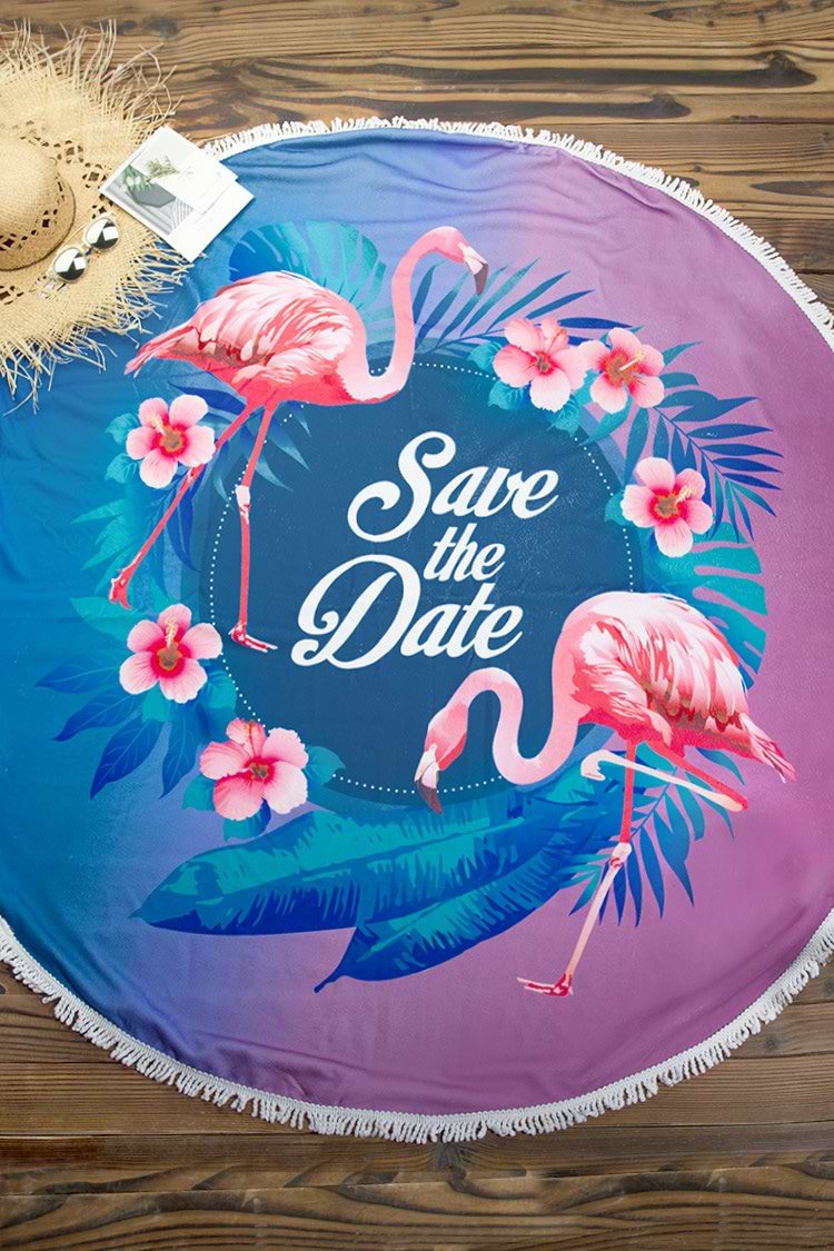 Schwarze und lila Flamingo Druck Strandtuch