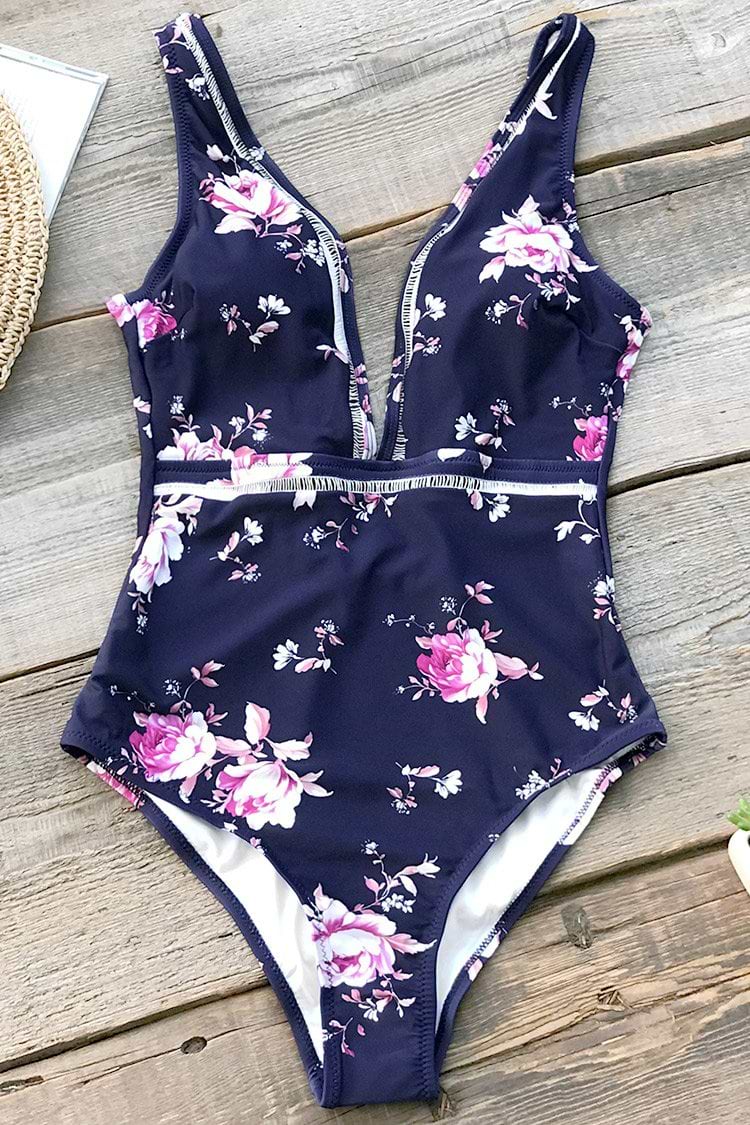 Lila Rosen Druck Badeanzug