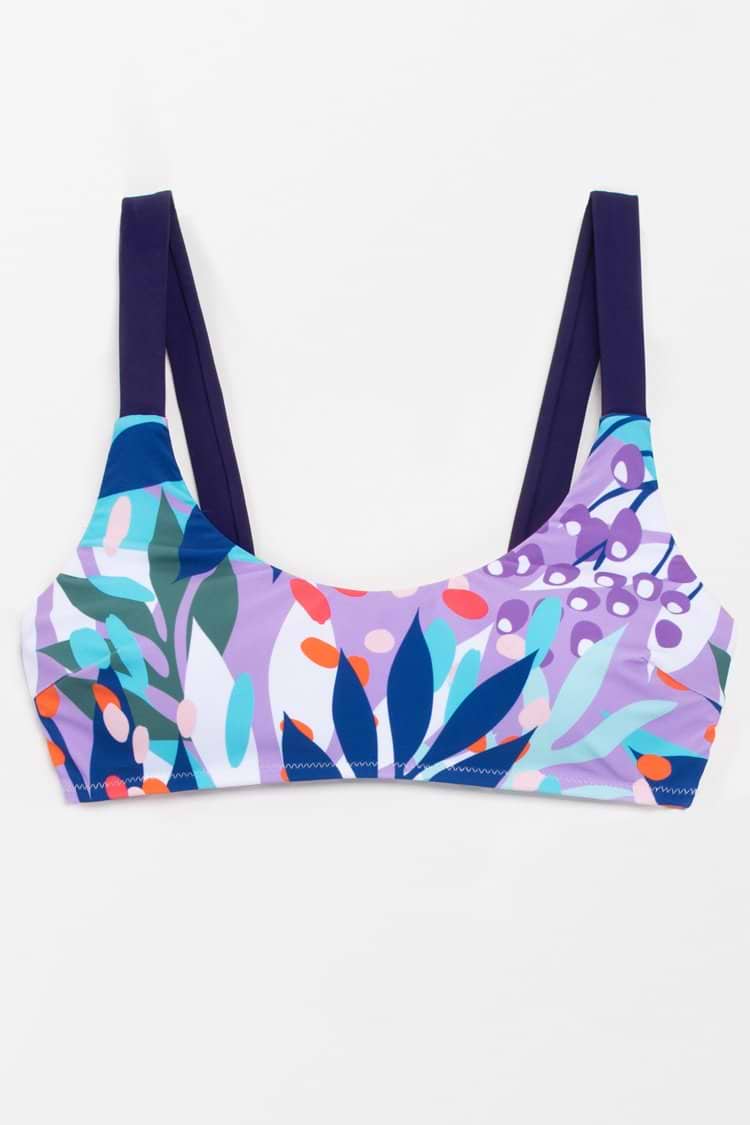 Top de bikini Bárbara sin mangas con hojas