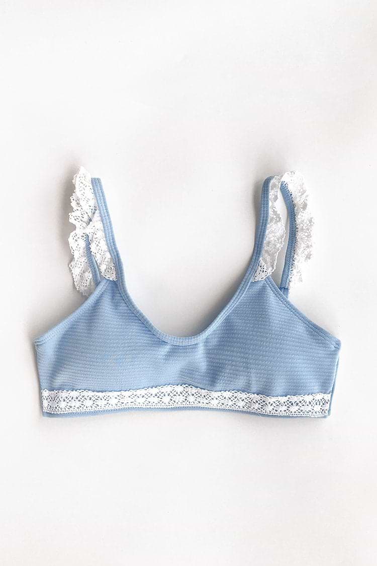 Morandi Blau Lace Bikini Oberteil