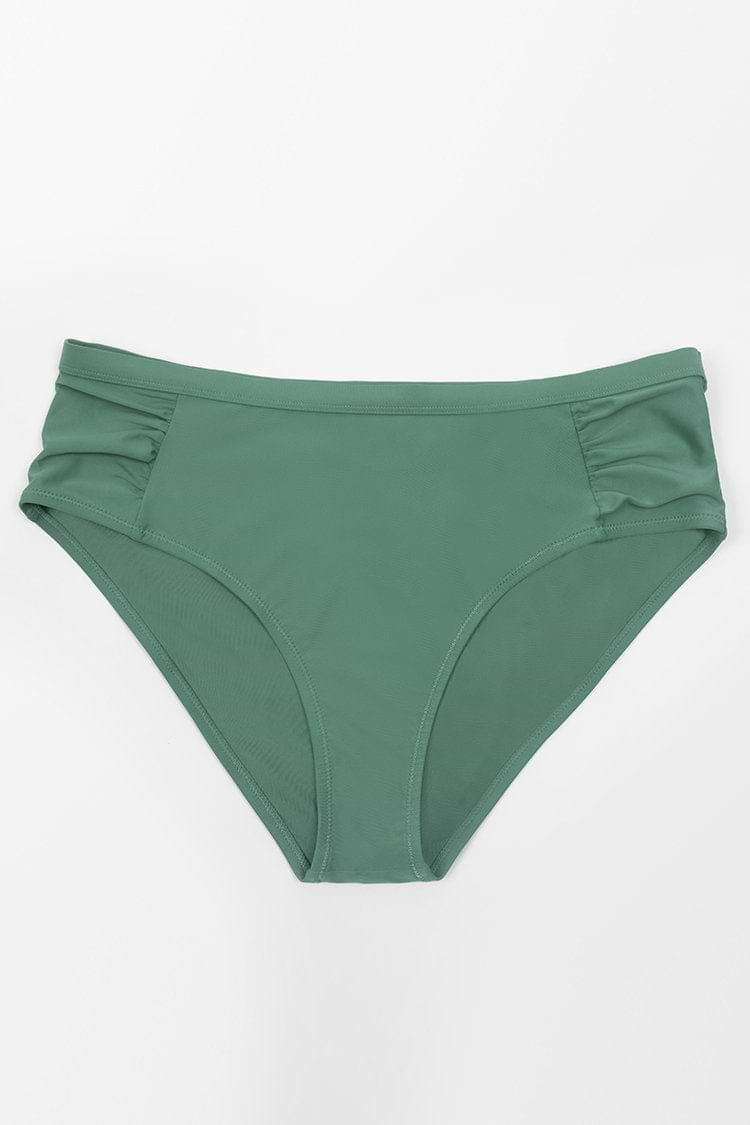 Calzón para bikini de tallas grandes con detalles fruncidos verde de Braylee