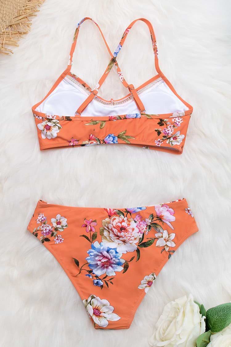 Orange Blumen Bikini