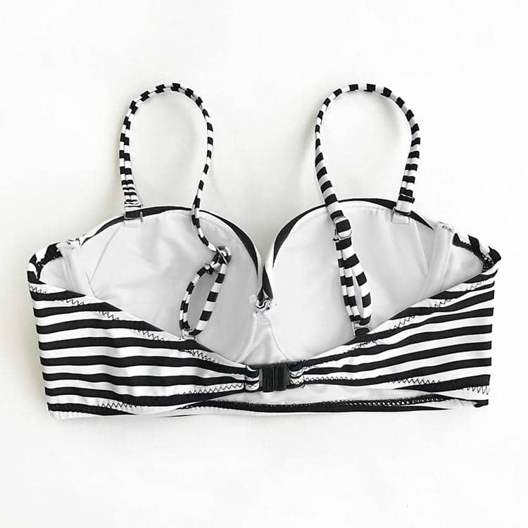 Bikini-Set mit High-Waist und Streifen-Muster